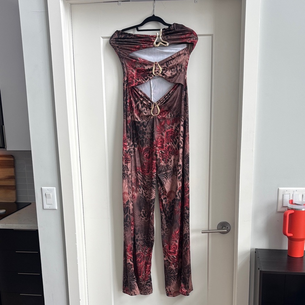 Red and Black Cutout Jumpsuit